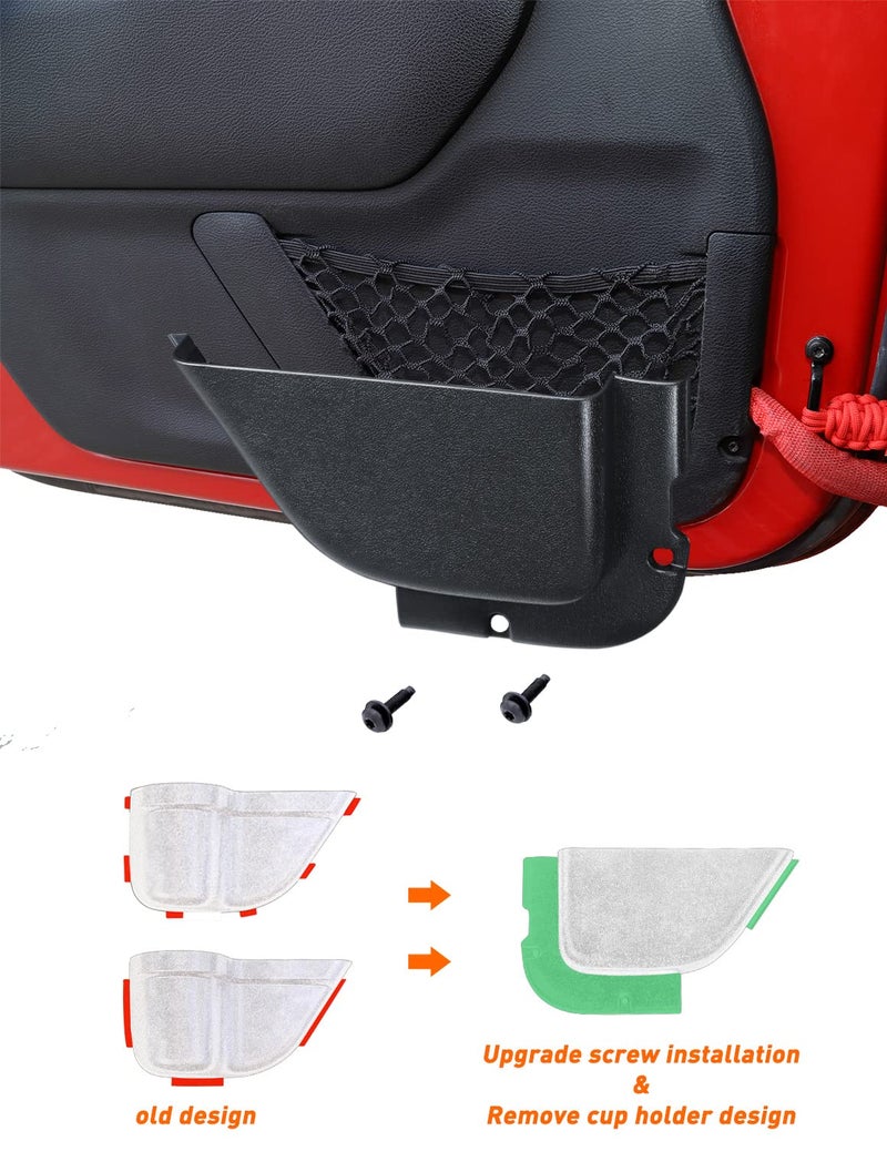 Savadicar DP5 جيوب تخزين للباب الأمامي بدون حامل أكواب منظم صندوق إدراج جانبي لـ 2011-2018 Jeep Wrangler JK JKU 2/4 ملحقات توسيع داخلية للباب باللون الأسود قطعتين - Image 3